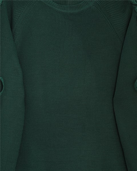 Omuzu Saç Örgülü Salaş Triko Tunik -Zümrüt-Kazak-295-1281-R17