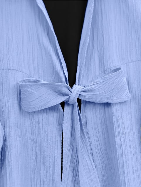 Önden Bağlamalı Krınkıl Kimono -Bebe Mavi-Kimono&Kaftan-253-12986-R32