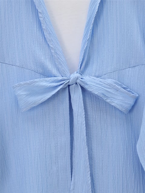 Önden Bağlamalı Krınkıl Kimono -Bebe Mavi-Kimono&Kaftan-253-12986-R32