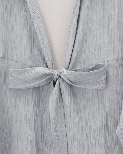 Önden Bağlamalı Krınkıl Kimono  -Gri-Kimono&Kaftan-253-12986-R11