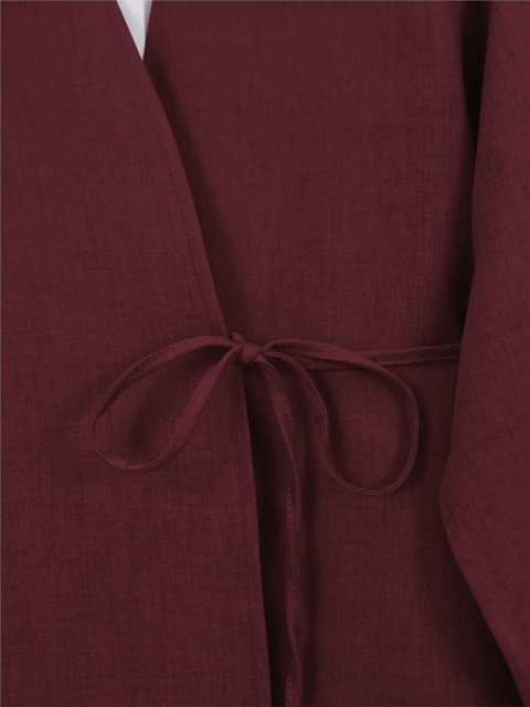 Önden Bağlamalı Pantolonlu Kimono Takım   -Bordo-Takım-223-3000-R04