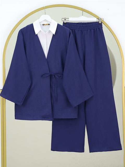 Önden Bağlamalı Pantolonlu Kimono Takım -Laci-Takım-223-3000-R03
