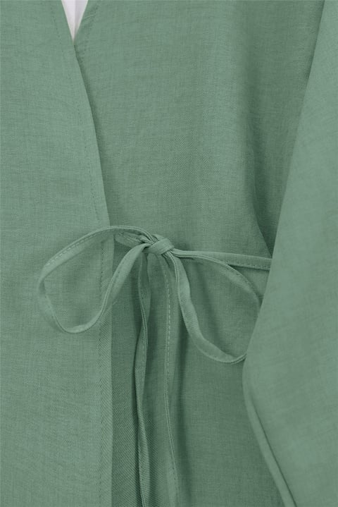 Önden Bağlamalı Pantolonlu Kimono Takım    -Mint-Takım-223-3000-R24