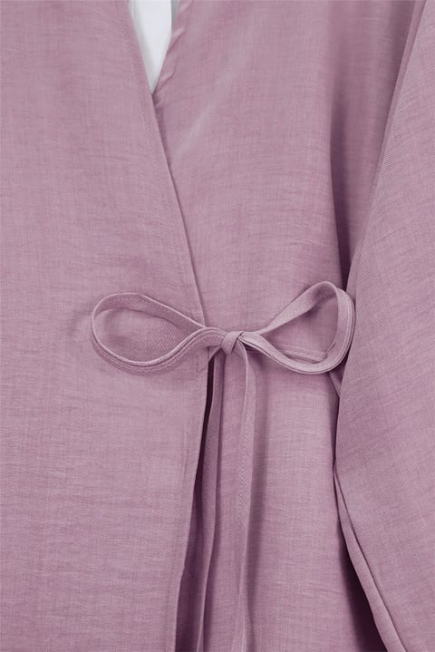 Önden Bağlamalı Pantolonlu Kimono Takım      -Pudra-Takım-223-3000-R06