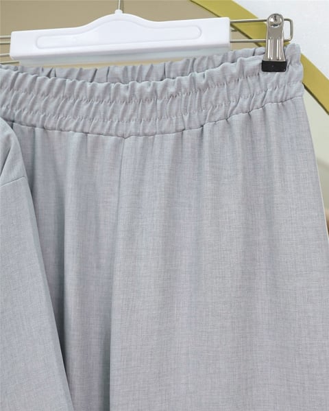 Önden Bağlamalı Pantolonlu Kimono Takım         -Açık Gri-Takım-223-3000-R41