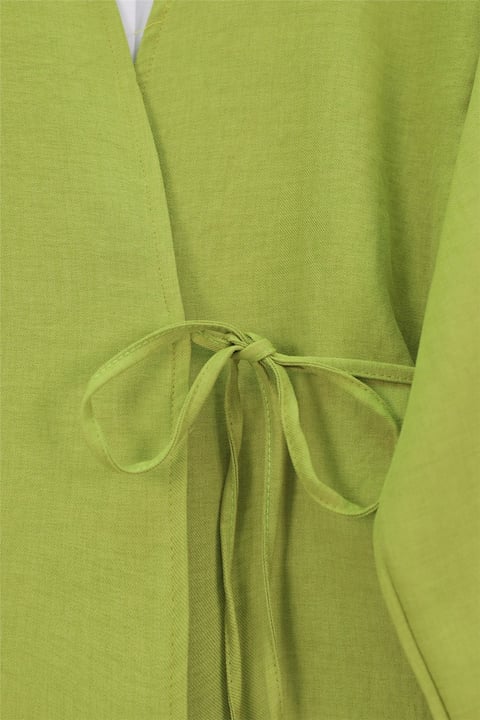 Önden Bağlamalı Pantolonlu Kimono Takım -Yağ Yeşili-Takım-223-3000-R72