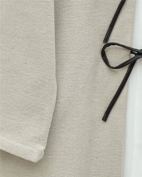 Önü Bağcıklı Oval Kesim Kaşe Kimono     -Taş-Ceket-346-3047-R43