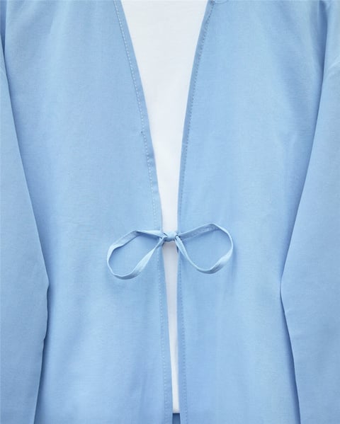 Önü Bağcıklı Poplin Kimono -Bebe Mavi-Kimono&Kaftan-253-13051-R32