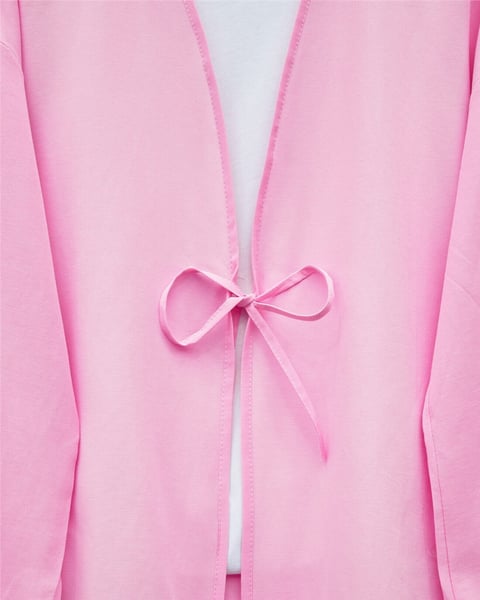 Önü Bağcıklı Poplin Kimono -Pembe-KİMONO&KAFTAN-253-13051-R20
