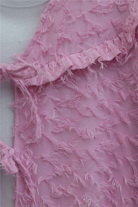 Önü Bağcıklı Tüylü Dokulu Clip Jakar Kimono -Pembe-Kimono & Kaftan-398-44024-R20