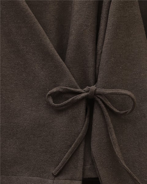 Önü Bağlamalı Etekli Kaşe Kimono Takım -Kahve-Takım-346-3078-R15
