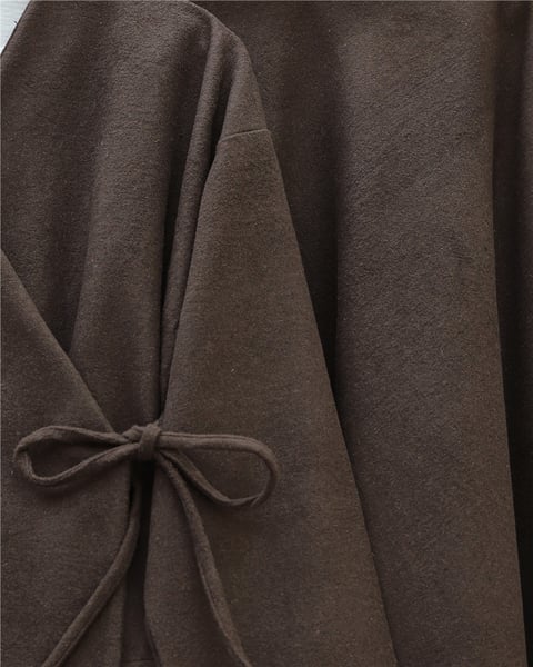 Önü Bağlamalı Etekli Kaşe Kimono Takım -Kahve-Takım-346-3078-R15