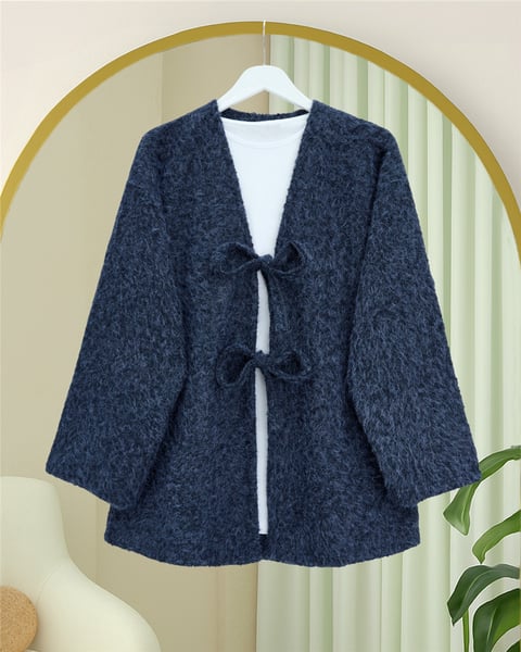 Kimono & Kaftan-Önü Bağlamalı Sakallı Kimono -Laci-398-55003-R03
