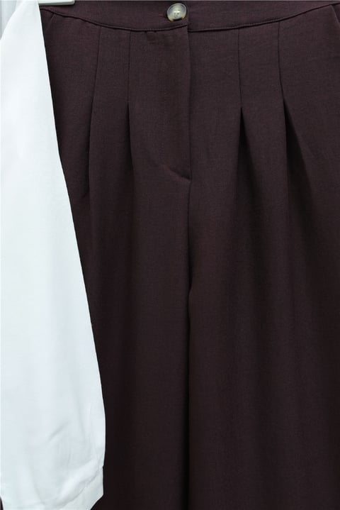 Önü Bağlamalı Yelek Pantolon İkili Takım    -K. Bordo-Takım-346-3069-R52