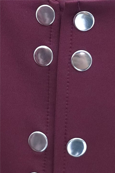 Önü Çift Çıtçıtlı Beli Volanlı Etekli Scuba Takım -Bordo-Takım-437-10835-R04
