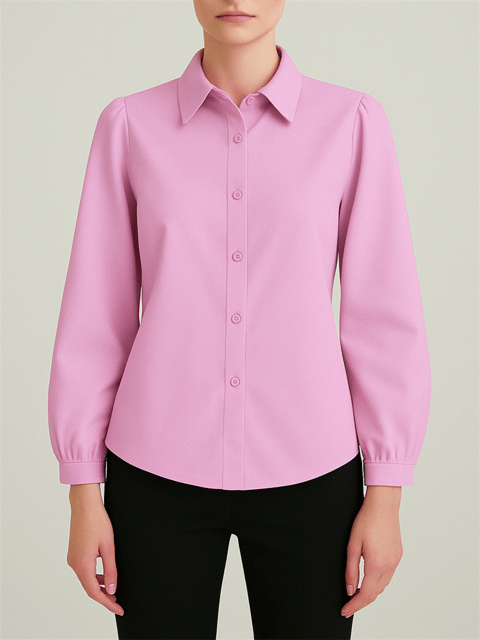 Gömlek-Önü Düğmeli Klasik Gömlek -Pembe-303-10050-R20