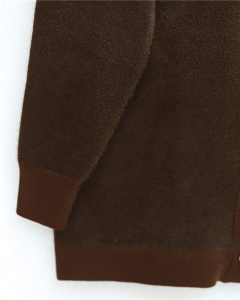 Önü Düğmeli Sakallı Salaş Triko Hırka -Kahve-Hırka-295-1291-R15
