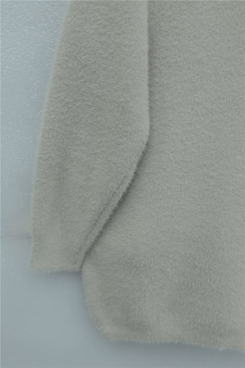 Önü Düğmeli Sakallı Salaş Triko Hırka     -Taş-Hırka-109-9756-R43