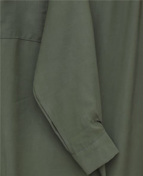 Önü Düğmeli Tek Cepli Gömlek Pantolon Modal Takım  -Haki-Takım-357-2232-R05