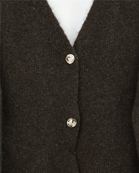 Önü Düğmeli Yumoş Triko Hırka -K. Kahve-Hırka-385-3748-R54