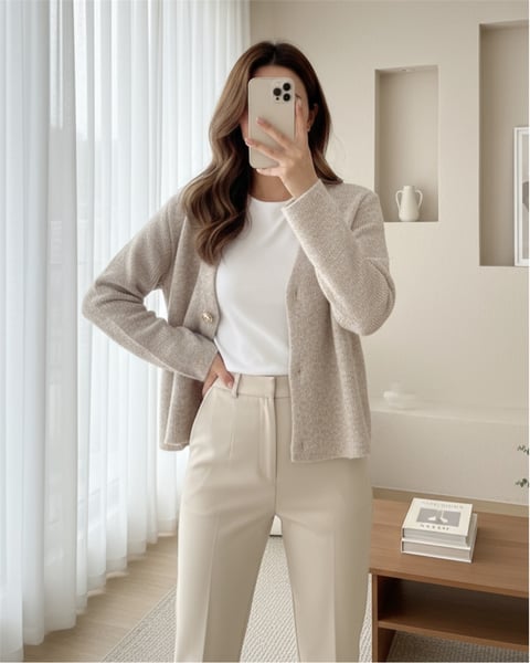 Önü Düğmeli Yumoş Triko Hırka -Taş-Hırka-385-3748-R43