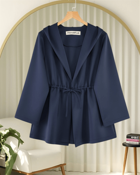 Önü Tünel Bağcıklı Scuba Kimono -Laci-Kimono & Kaftan-223-3066-R03
