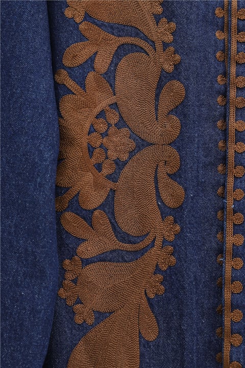 Önü Ve Kolları Nakış İşlemeli Kot Ceket -Laci-Ceket-364-5583-R03