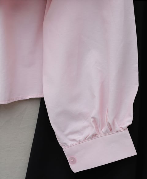 Önü Ve Omuzu Fırfır Detaylı Poplin Gömlek Bluz -Pembe-Gömlek-432-25182-R20