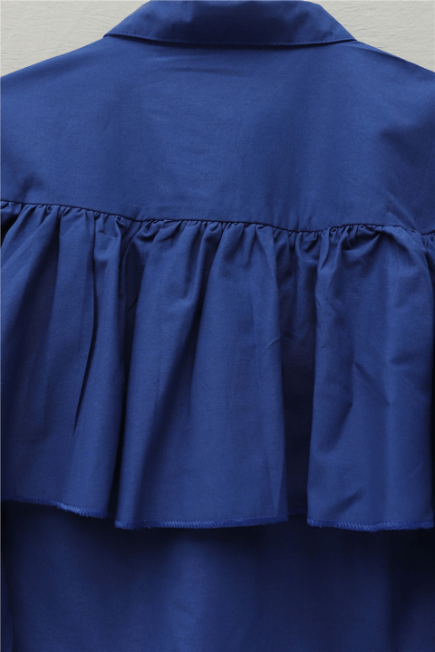 Önü Ve Omuzu Fırfır Detaylı Poplin Gömlek Bluz -Laci-Gömlek-432-25182-R03