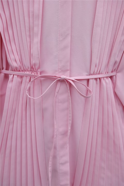 Önü ve Sırtı Pilise Detaylı Gizli Düğmeli Tasarım Gömlek   -Pembe-Tunik-431-261950-R20