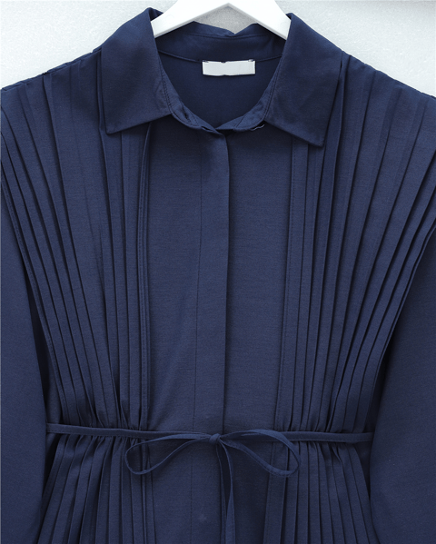 Önü ve Sırtı Pilise Detaylı Gizli Düğmeli Poplin Gömlek -Laci-Tunik-431-261950-R03