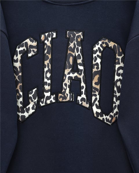 Önü Yazılı Leopar Deseni Detaylı Üç İplik Sweat Takım  -Laci-Takım-349-5284-R03