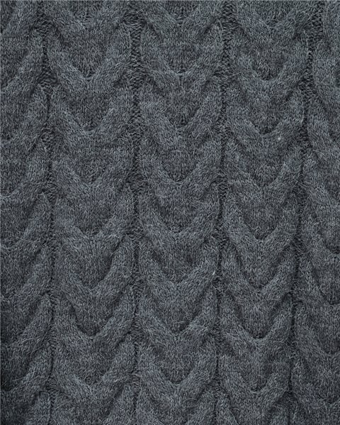 Örgü Desenli Salaş Krop Triko Kazak  -Füme-Kazak-109-0975-R18