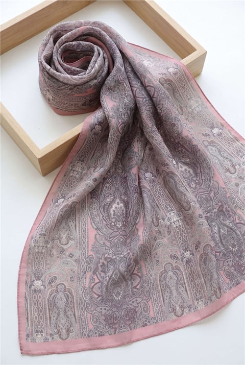 Otantik Çizgili Geleneksel Tasarımlı Coton Şal -Pembe-Şal-201-10124-R20