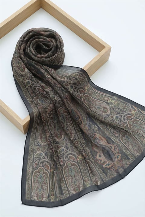 Otantik Çizgili Geleneksel Tasarımlı Coton Şal -Koyu Yeşil-Şal-201-10124-R79