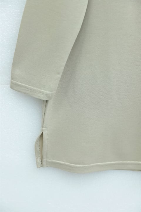 Papatya Nakışlı Yuvarlak Yaka Penye Tunik -Taş-Tunik-253-13148-R43