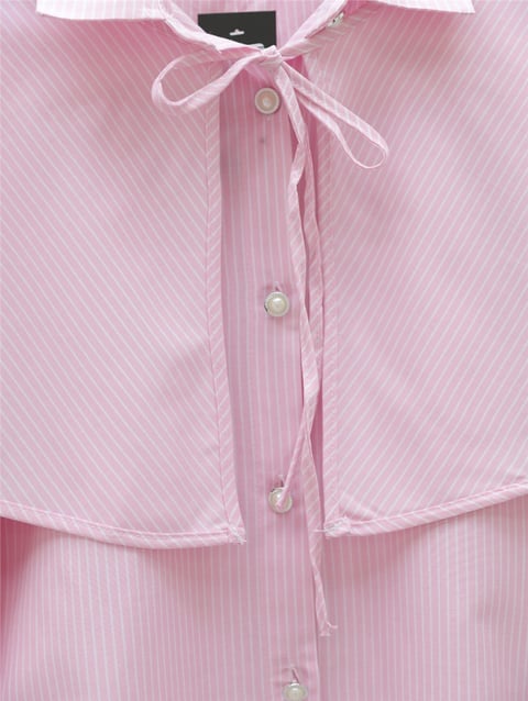 Pelerinli Çizgili Gömlek -Pembe-Gömlek-111-22003-R20