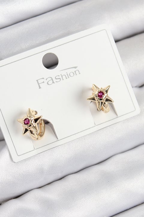 Pirinç Zirkon Taşlı Yıldız Model Gold Renk Çocuk Küpe