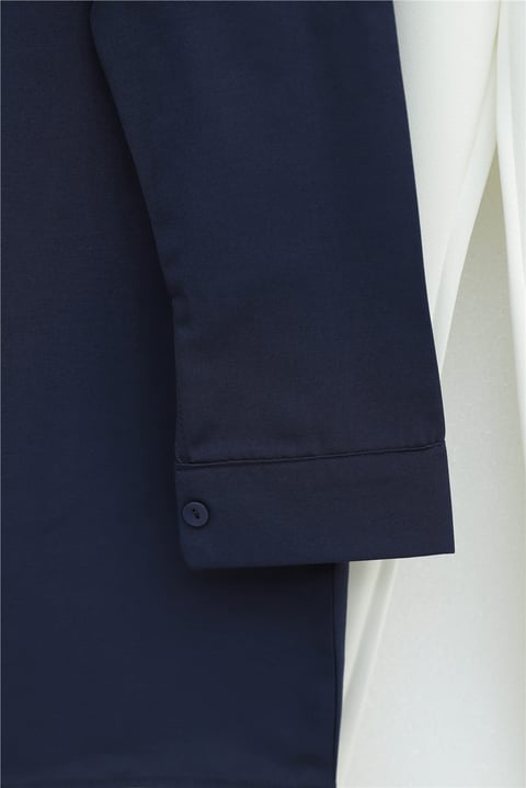 Plastron Detaylı Nakışlı Poplin Gömlek -Laci-Gömlek-349-8050-R03