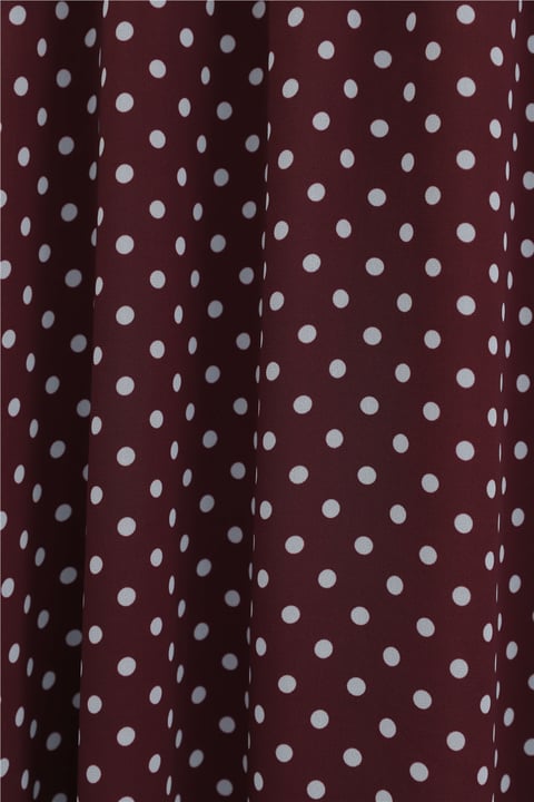 Puantiyeli Beli Lastikli Astarlı Şifon Etek -Bordo-Etek-349-8083-R04