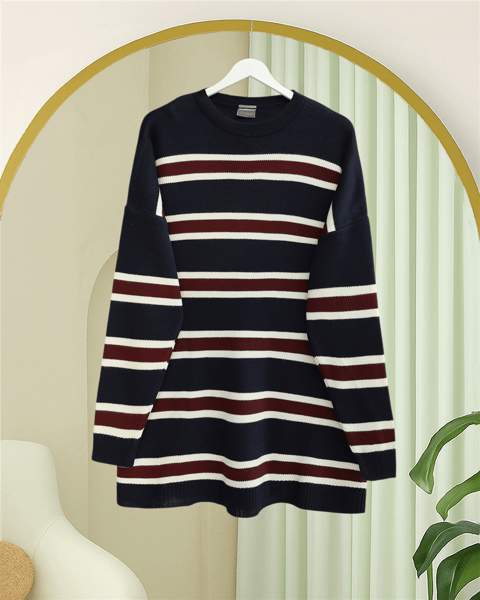 Renkli Çizgili Salaş Triko Tunik -Laci-Tunik-109-0939-R03