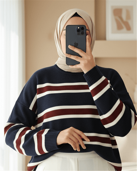 Renkli Çizgili Salaş Triko Tunik -Laci-Tunik-109-0939-R03