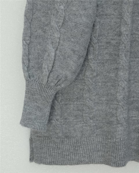 Saç Örgü Desen Yumoş Triko Kazak  -Gri-Kazak-295-4511-R11