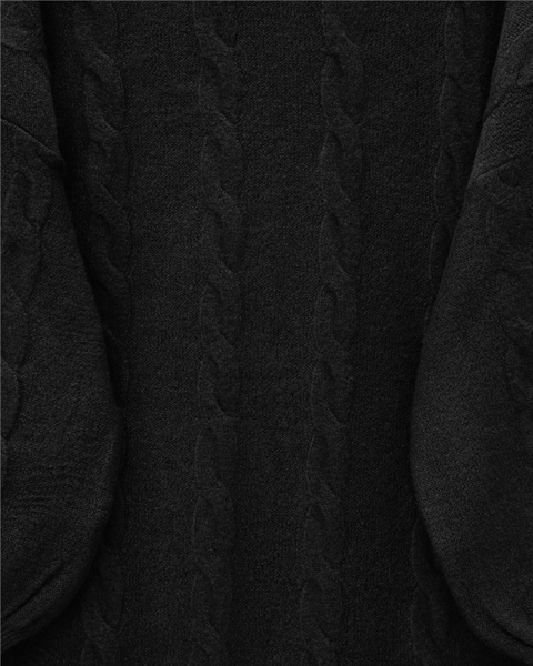 Saç Örgü Desen Yumoş Triko Kazak -Siyah-Kazak-295-4511-R01