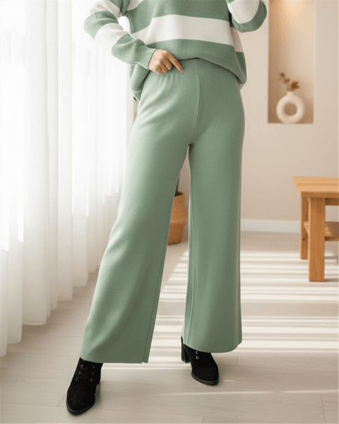 بنطلون تريكو كاجوال - أخضر مائي-Pantolon-295-2126-R36