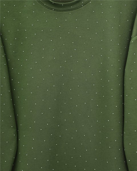 Serpme Taş Detaylı Pantolonlu Oysho Takım -Koyu Yeşil-Takım-253-13075-R79