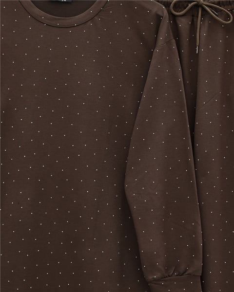 Serpme Taş Detaylı Pantolonlu Oysho Takım  -Kahve-Takım-253-13075-R15