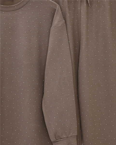 Serpme Taş Detaylı Pantolonlu Oysho Takım -Açık Kahve-Takım-253-13075-R76