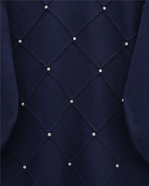 Taş Detaylı Kare Desenli Triko Tunik -Laci-Tunik-295-1013-R03