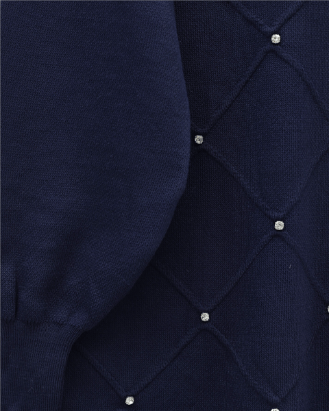 Taş Detaylı Kare Desenli Triko Tunik -Laci-Tunik-295-1013-R03